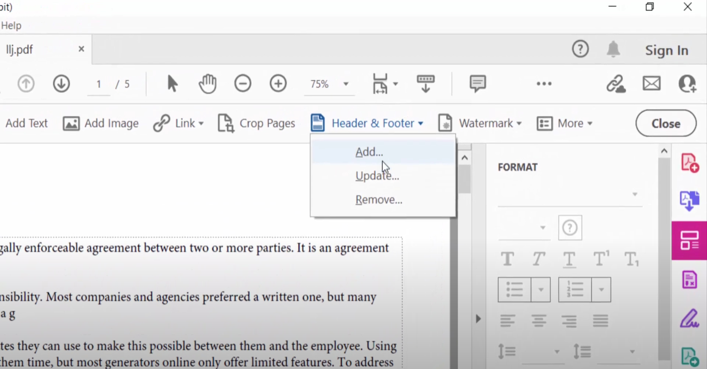 Header Footer