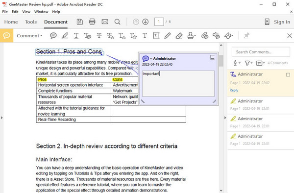 Add Comments to PDF in Adobe Acrobat