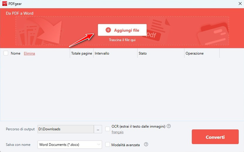 Aggiungi file PDF scansionati a PDFgear