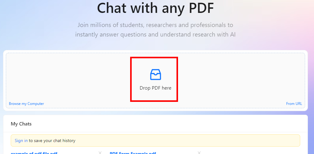 Déposez Votre Fichier PDF dans ChatPDF