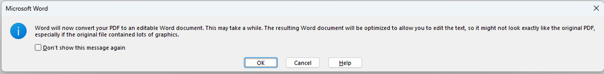 Convertir un PDF dans Microsoft Word