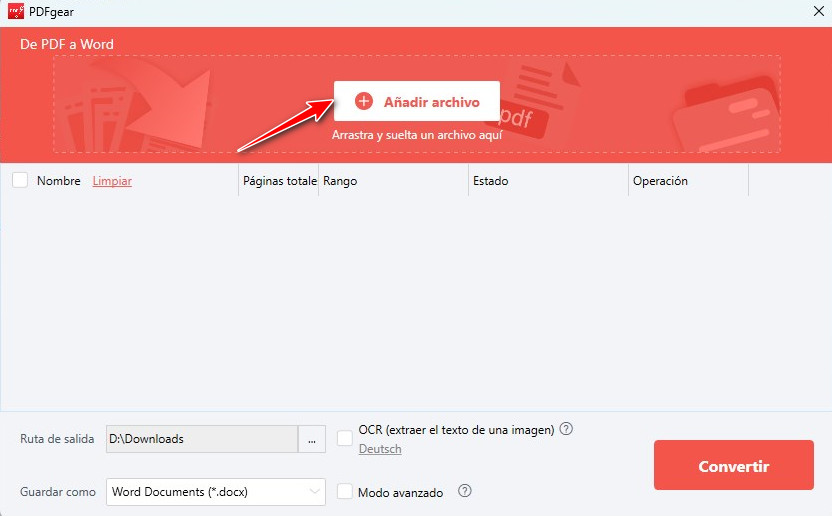 Añadir archivos PDF escaneados a PDFgear 