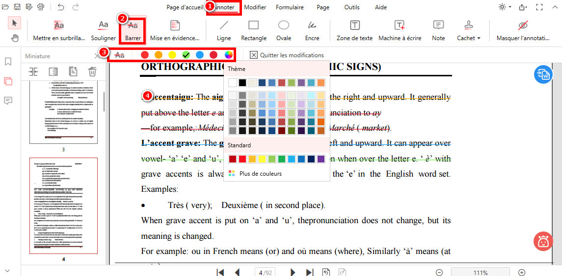 Barrer du texte dans un PDF avec PDFgear