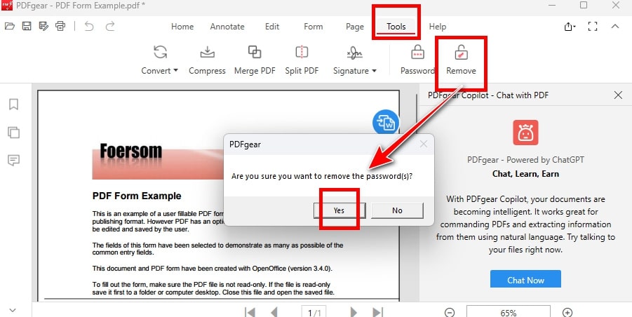 Click on the YES Button