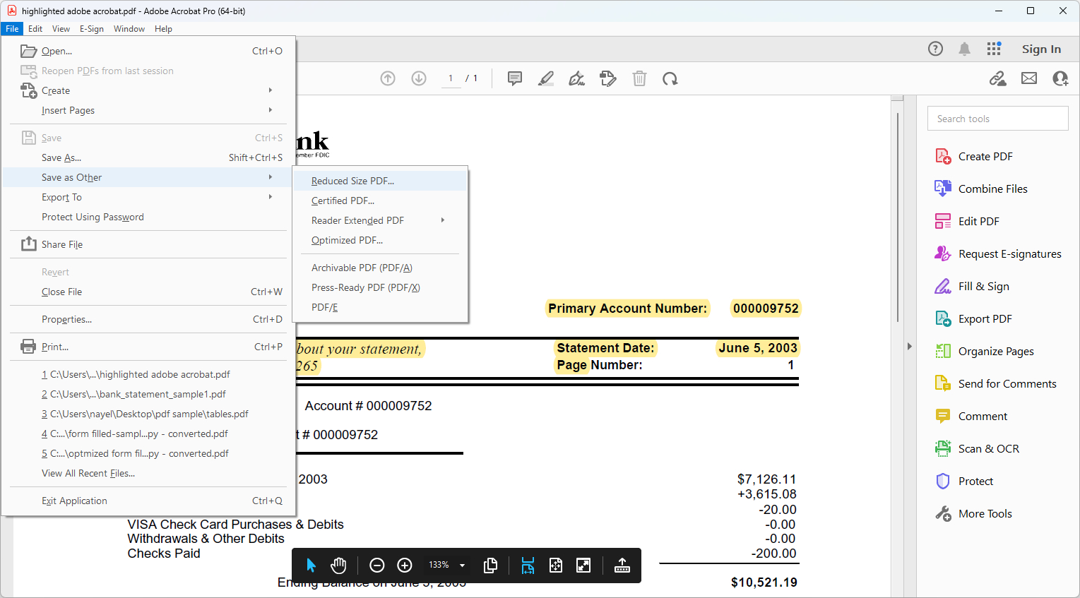 Compresser un PDF dans Acrobat