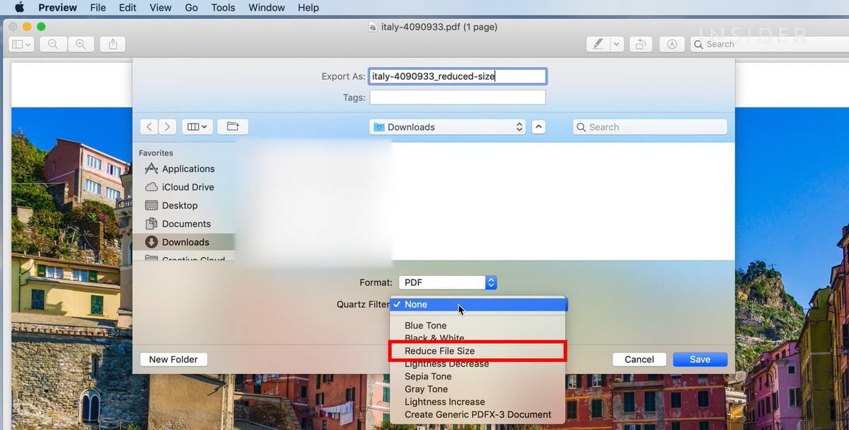 Compresser le PDF en utilisant le filtre Quartz