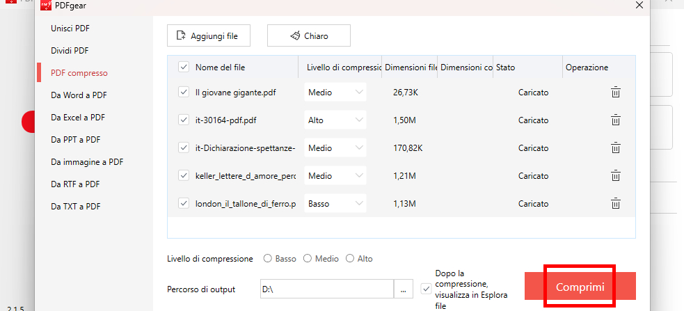 Comprimi in Batch i File PDF Offline