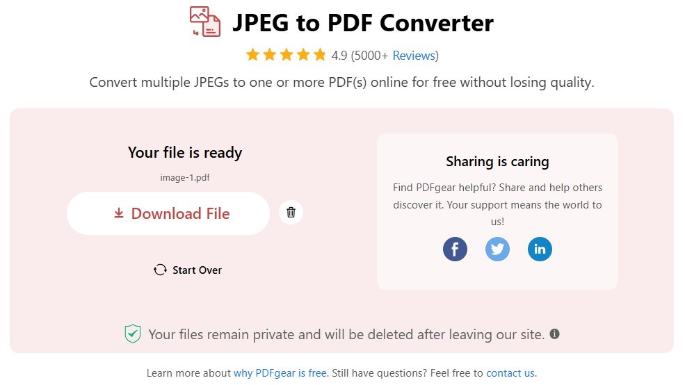 Convertir JPEGs a PDF en Línea