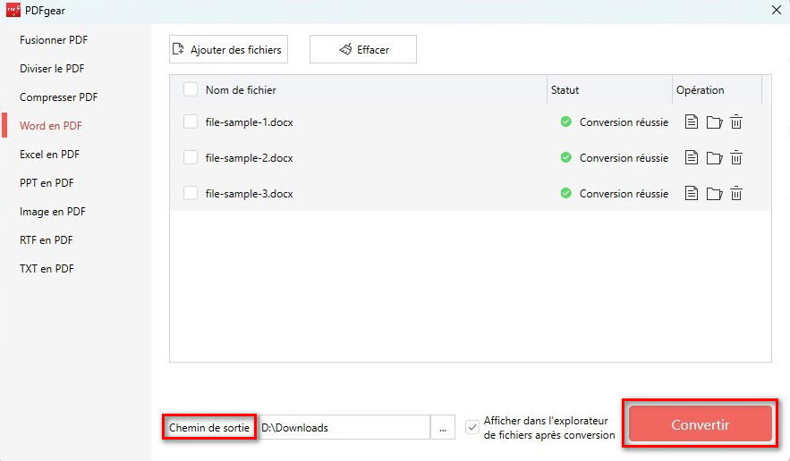 Convertir plusieurs fichiers Word en PDF