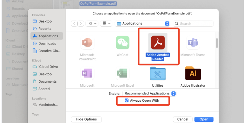 Change Adobe as the Default Software