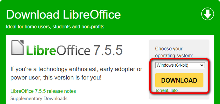 Téléchargez LibreOffice pour votre système