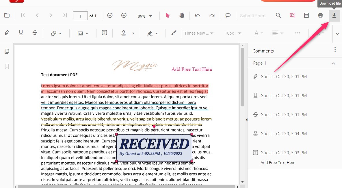 Télécharger le PDF modifié