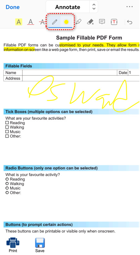Draw on PDF