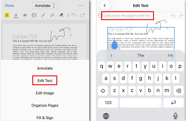 Edit the Existing Text in PDF with PDFgear on iPhone