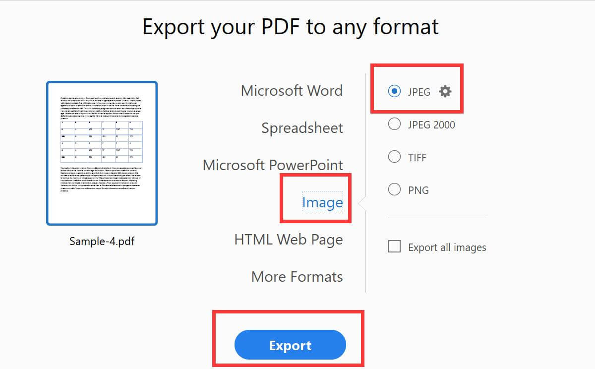 Export JPEG Image