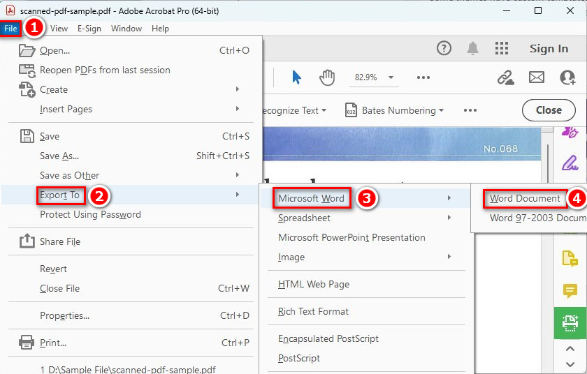 Gescanntes PDF nach Word exportieren