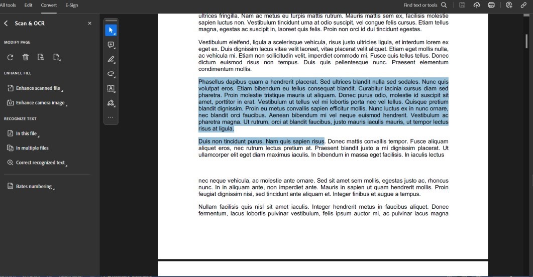 Extraire du texte dans Adobe Acrobat