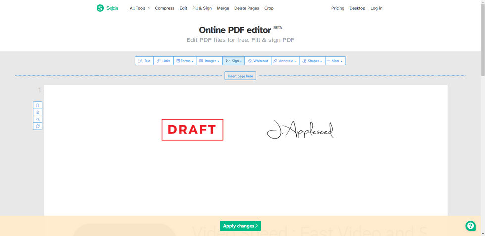 Éditeur de PDF gratuit pour Windows Sejda