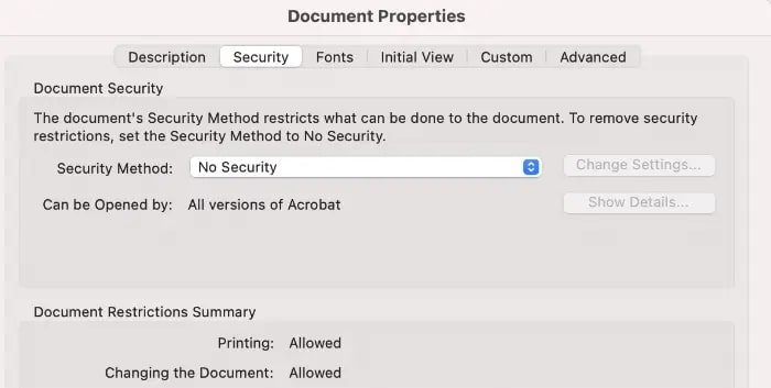 Go to Security Option