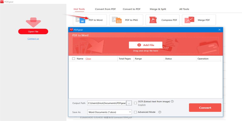 Choose PDF to Word