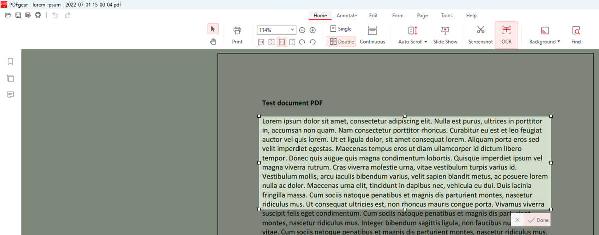OCR PDF in PDFgear