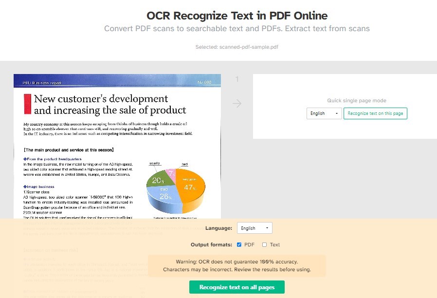 OCR Reconnaître le texte dans un PDF en ligne