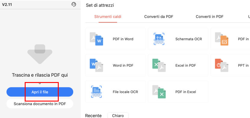 Apri un PDF con PDFgear su Mac