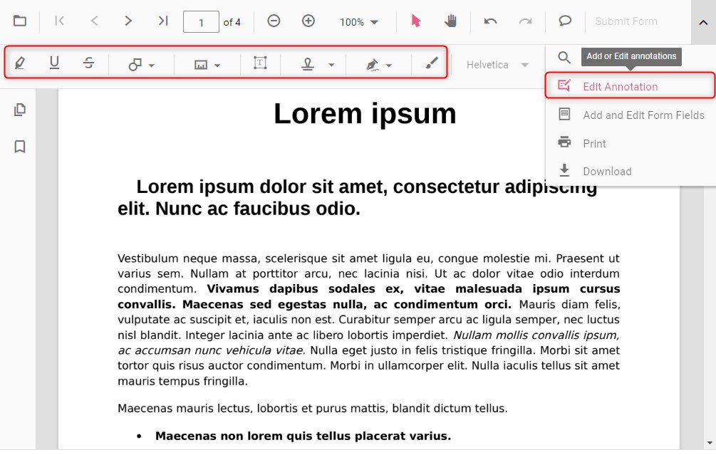 Ouvrir les outils d'annotation