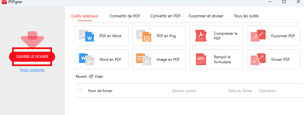 Ouvrir un fichier dans PDFgear