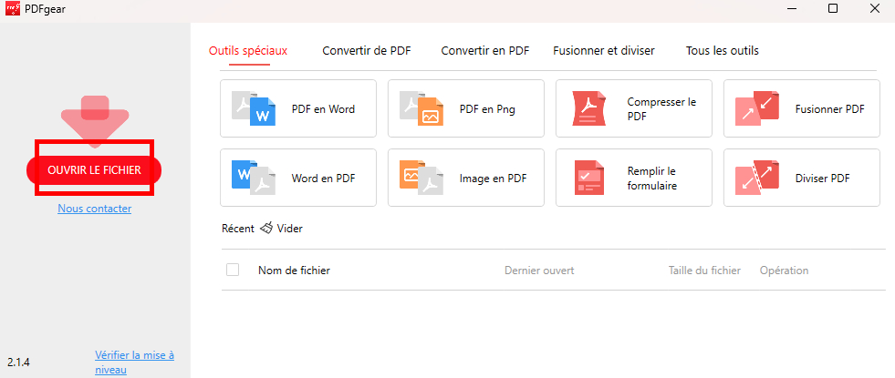 Ouvrir un fichier PDF dans PDFgear