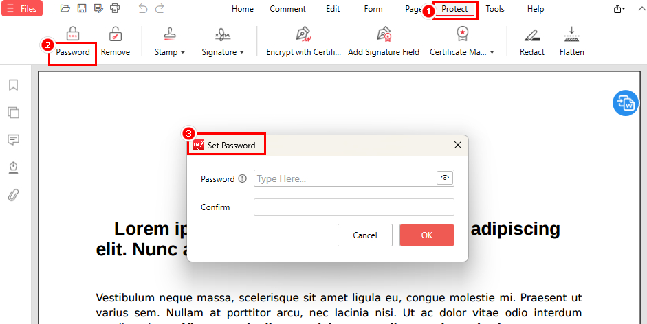 Password Protect a PDF with PDFgear