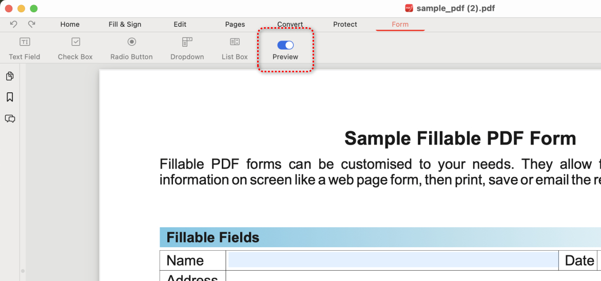 Preview Form