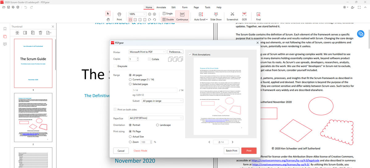 Print PDF in PDFgear