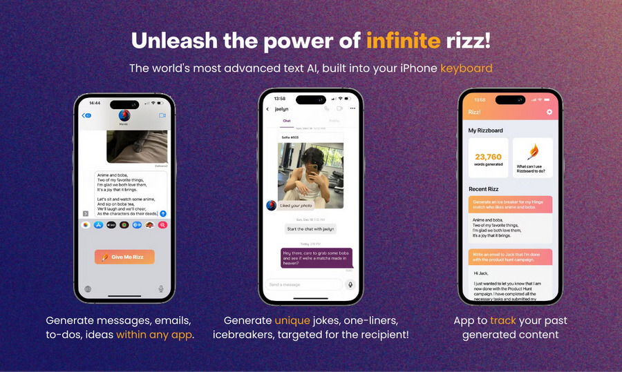 Application Rizz AI pour iOS