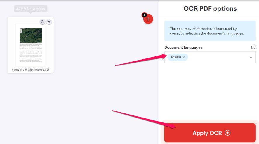Exécuter l'OCR iLovePDF