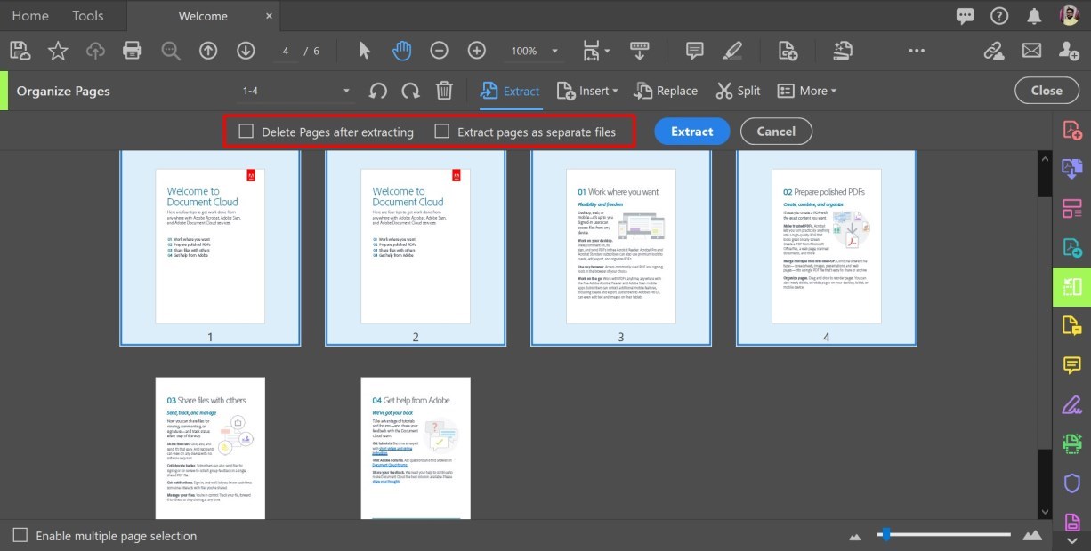 Bestimmte PDF-Seiten in Adobe Acrobat speichern