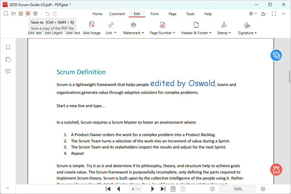 Save Edited PDF