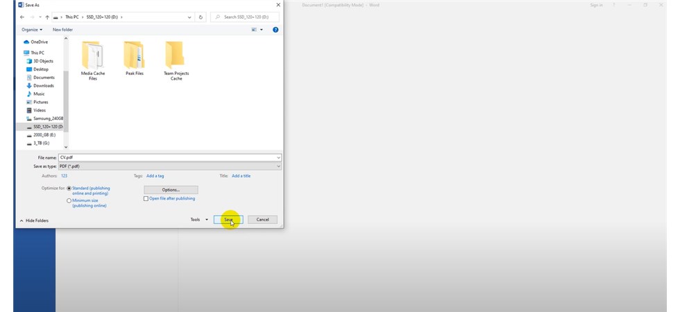 Save JPG as PDF in MS Word