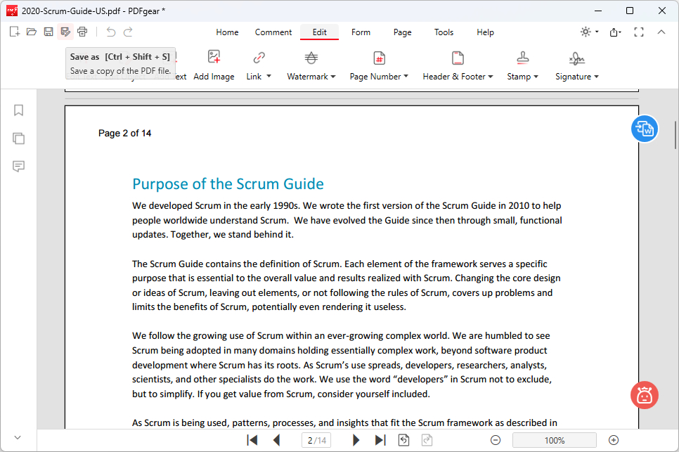 Save Page Number
