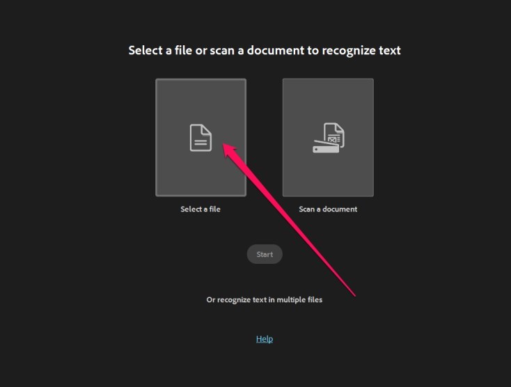 Sélectionner un fichier dans Adobe