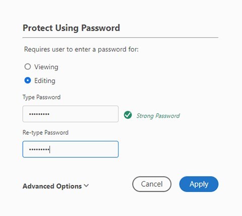 Setel Kata Sandi untuk PDF di Adobe