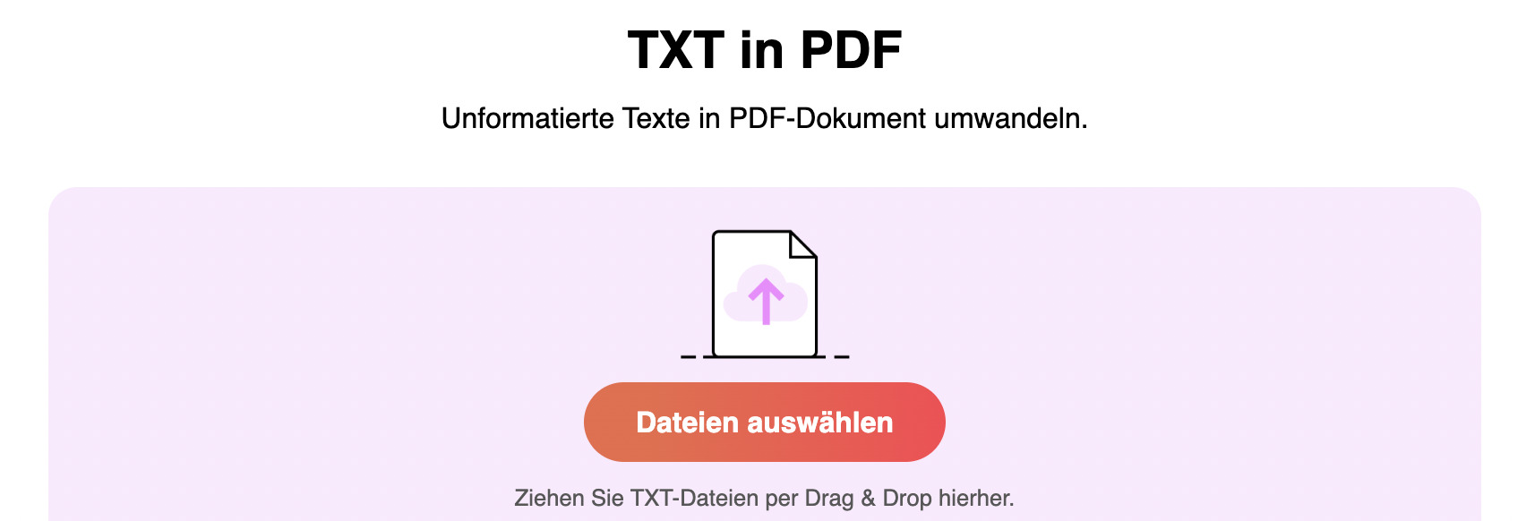 TXT in PDF Online-Konverter