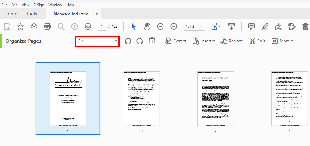 Input a Page Range in Adobe Acrobat DC
